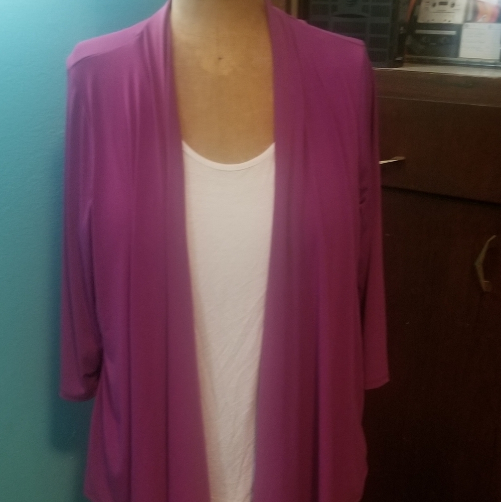 NY Collection Woman 2X Pink and White Blouse